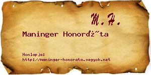 Maninger Honoráta névjegykártya